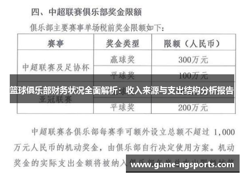 篮球俱乐部财务状况全面解析：收入来源与支出结构分析报告